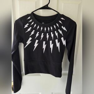 (SHITTS CREEK INSPIRED)Black Top with White Lightning Pattern